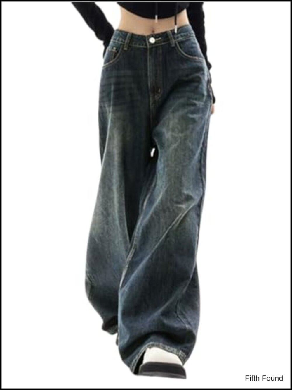 High Waist Baggy Wide Leg Boyfriend Jeans Denim Pants Streetwear